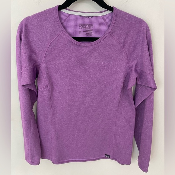Patagonia Women's Capilene Midweight Crew Size Small Ikat Purple Baselayer.  3 - Picture 2 of 6